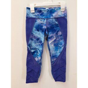 Ivivva By Lululemon Girls Size 10 Blue & Purple Printed Capri Leggings Yoga Pant